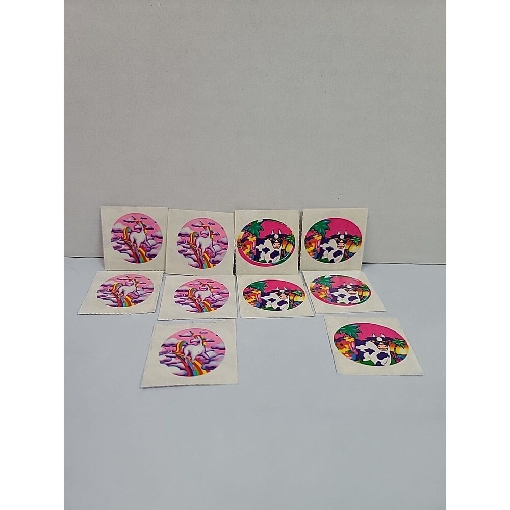 Vintage Lisa Frank Sticker Lot 10 Unicorn Rainbow Cow Tropical Collect Them All